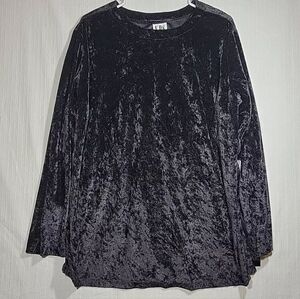 Vintage Black Velvet Long Sleeve Top by K.B.S. Size XL